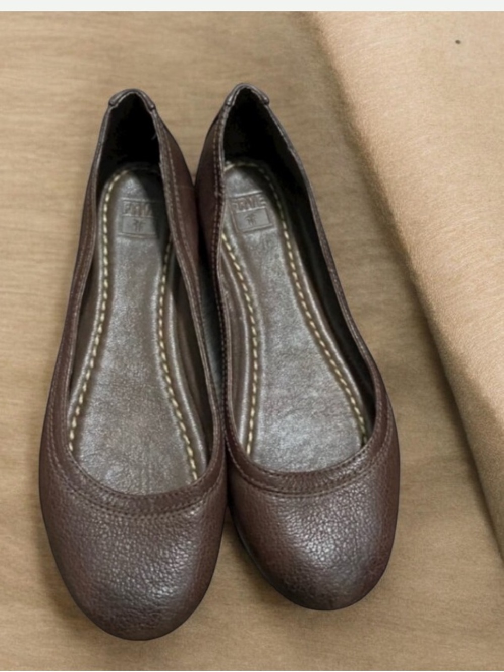 FRYE Carson Brown Leather Ballet Flats Slip On Shoes Size 7